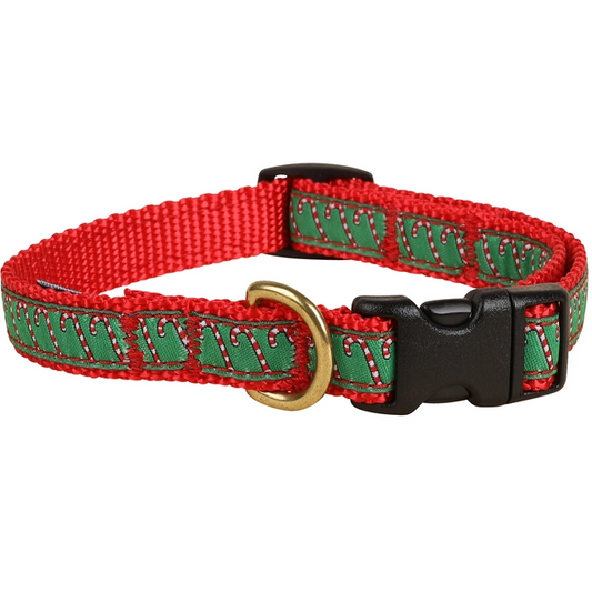 5/8” Ribbon Dog Collar – Candy Cane
