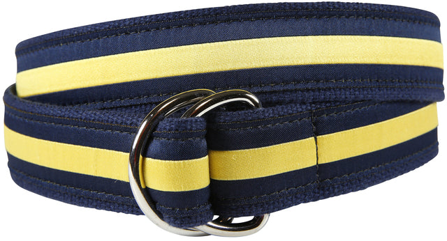D-Ring Belt - Classic Stripe, Yellow & Navy Blue