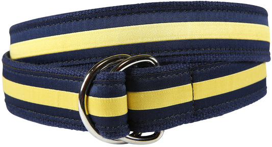 D-Ring Belt - Classic Stripe, Yellow & Navy Blue