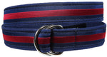 D-Ring Belt - Classic Stripe, Burgundy & Navy Blue Thumbnail
