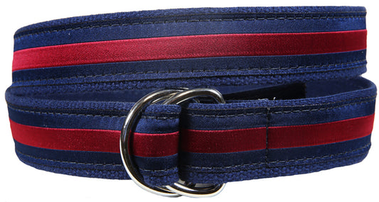 D-Ring Belt - Classic Stripe, Burgundy & Navy Blue