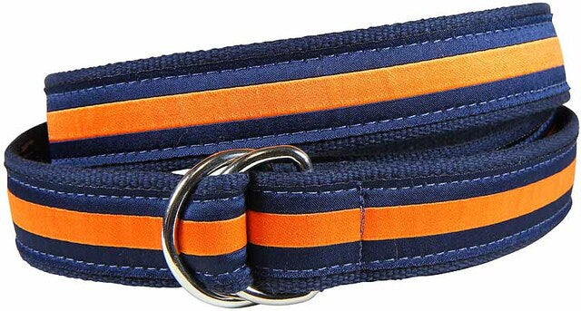 D-Ring Belt - Classic Stripe, Orange & Navy Blue