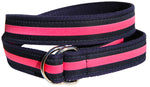 D-Ring Belt - Classic Stripe, Pink & Navy Blue Thumbnail