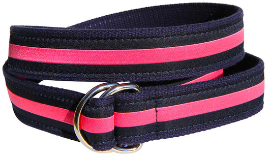 D-Ring Belt - Classic Stripe, Pink & Navy Blue