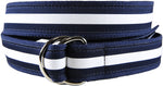 D-Ring Belt - Classic Stripe, White & Navy Blue Thumbnail