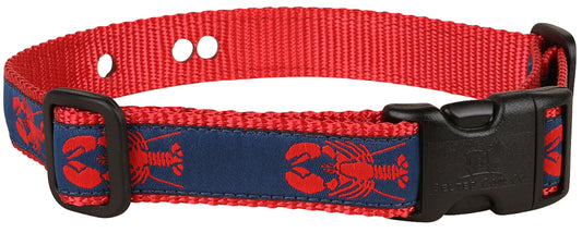 1” Underground Fence Dog Collar - Red Lobster on Navy Blue