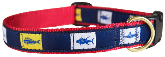 1” Ribbon Dog Collar – Fish Flags