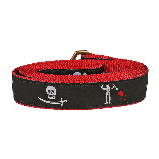 1.25” x 6ft Ribbon Dog Leash – Pirate, Black