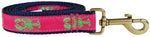 1” x 6ft Ribbon Dog Leash – Lobster , Lime Green on Pink Thumbnail