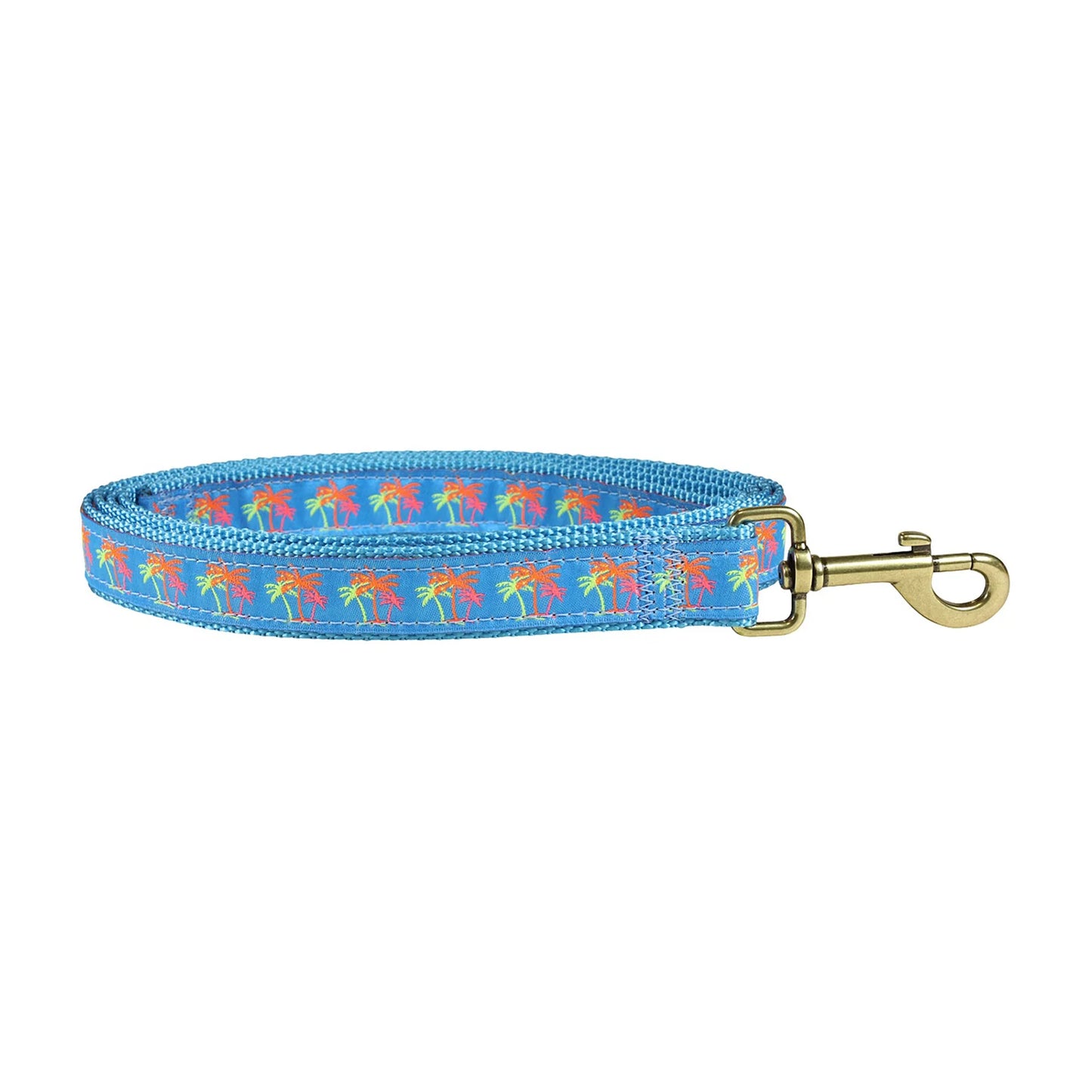 1” x 6ft Ribbon Dog Leash – Neon Palms