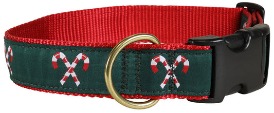 1.25” Ribbon Dog Collar – Candy Canes