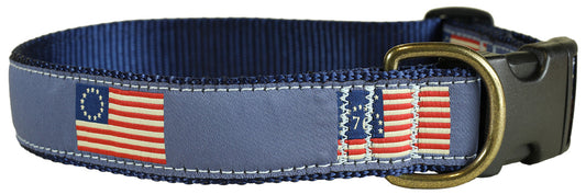 1.25” Ribbon Dog Collar – Historic American Flags