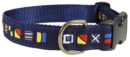 1.25” Ribbon Dog Collar – 5 o' Clock Nautical Flags