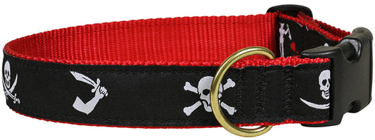 1.25” Ribbon Dog Collar – Pirate,  Black