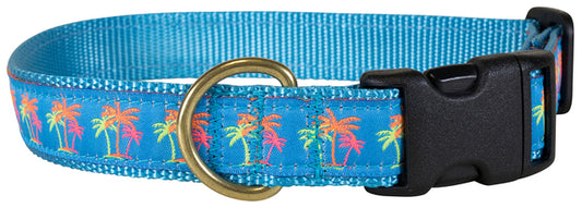1” Ribbon Dog Collar – Neon Palms