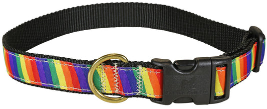 1” Ribbon Dog Collar – Rainbow