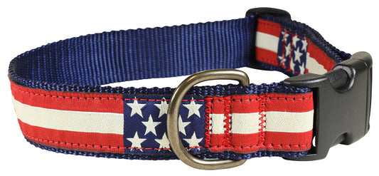 1.25” Ribbon Dog Collar – Retro US Flags