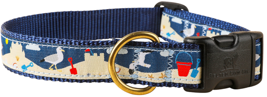 1” Ribbon Dog Collar – Seagulls / Sandcastles
