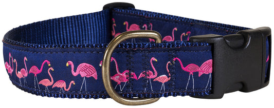 1.25” Ribbon Dog Collar – Flamingos