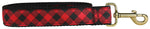 1.25” x 6ft Ribbon Dog Leash – Buffalo Plaid, Red Thumbnail