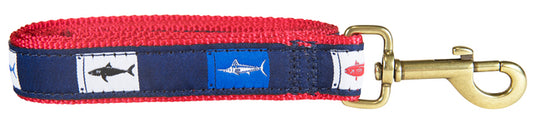1.25” x 6ft Ribbon Dog Leash – Fish Flags