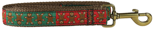 1” x 6ft Ribbon Dog Leash – Gingerbread Men