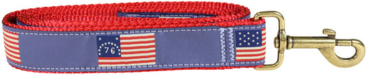 1.25” x 6ft Ribbon Dog Leash – Historic American Flags