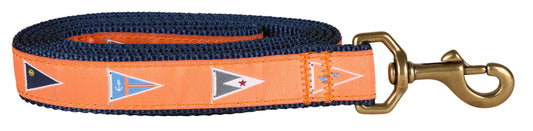1” x 6ft Ribbon Dog Leash – Burgees, Melon