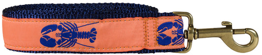 1.25” x 6ft Ribbon Dog Leash – Lobster, Blue on Mango