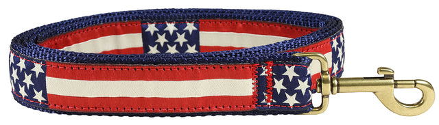 1.25” x 6ft Ribbon Dog Leash – Retro US Flags