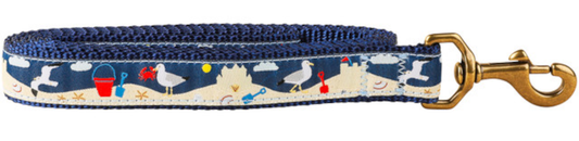 1” x 6ft Ribbon Dog Leash – Seagulls and Sand Castles