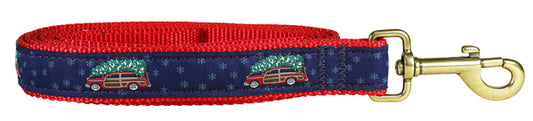 1” x 6ft Ribbon Dog Leash – Woodie & Christmas Tree