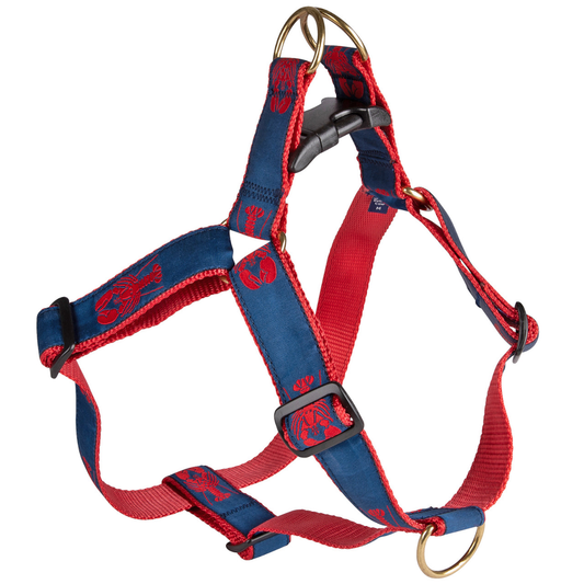 Step-In 1.25" Dog Harness - Red Lobster on Navy Blue