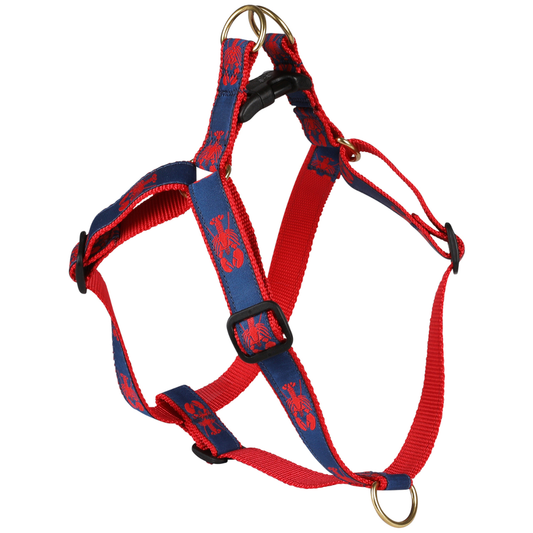 Step-In 1" Dog Harness - Red Lobster on Navy Blue