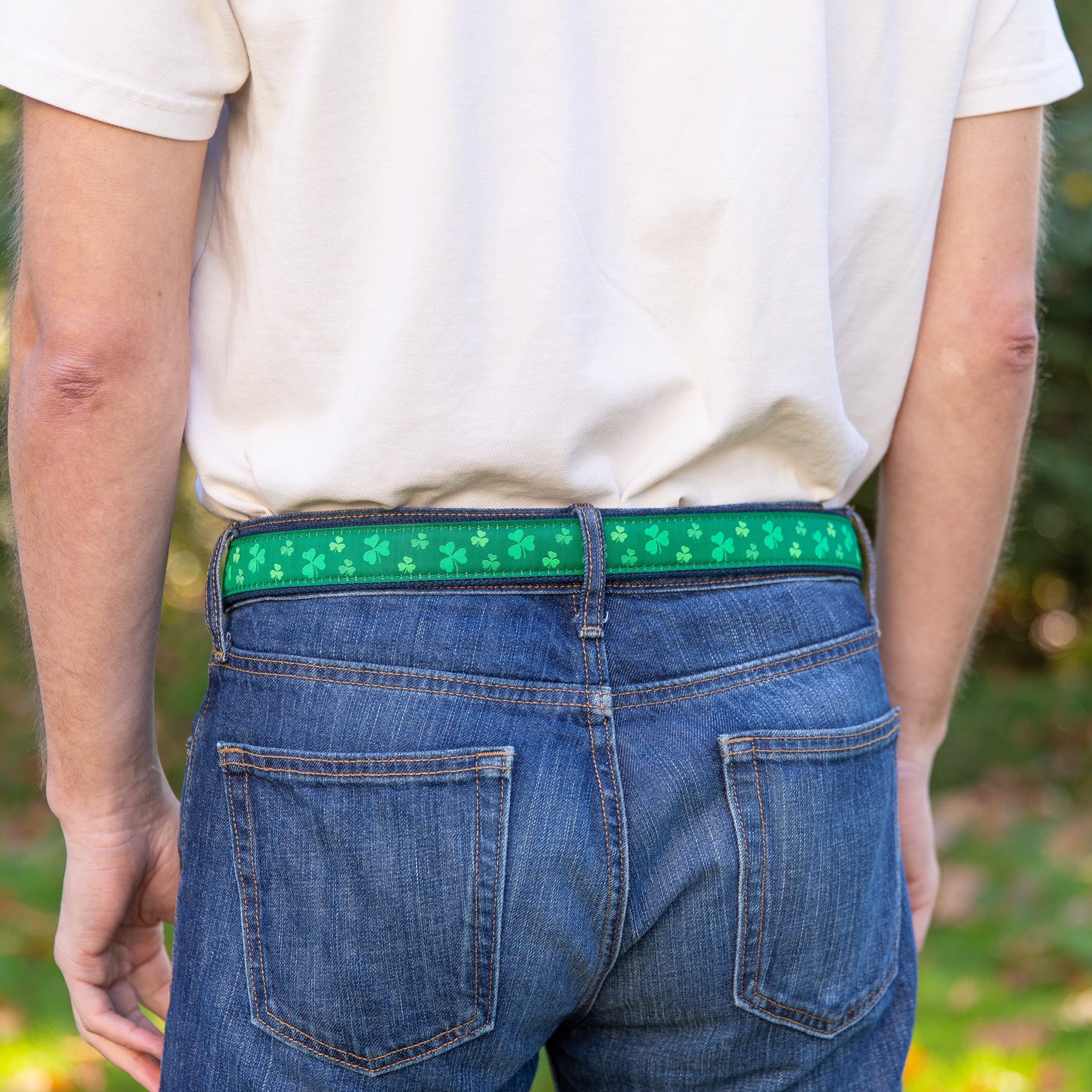 Leather Tab and Ribbon Belt - Shamrock