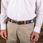 Leather Tab and Ribbon Belt - Fish Flags Thumbnail