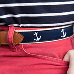 Leather Tab and Ribbon Belt - White Anchor Thumbnail