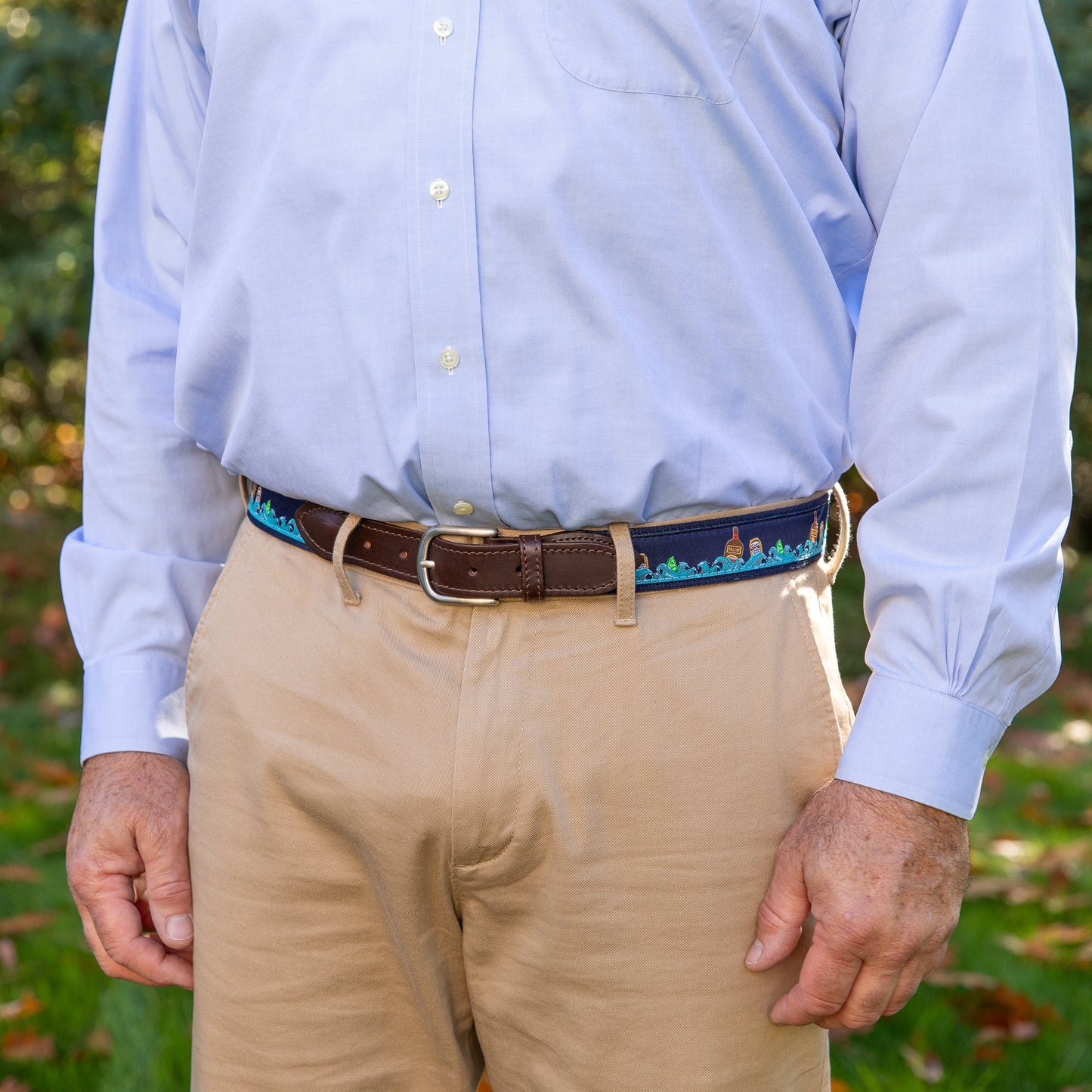 Leather Tab and Ribbon Belt - Dark & Stormy