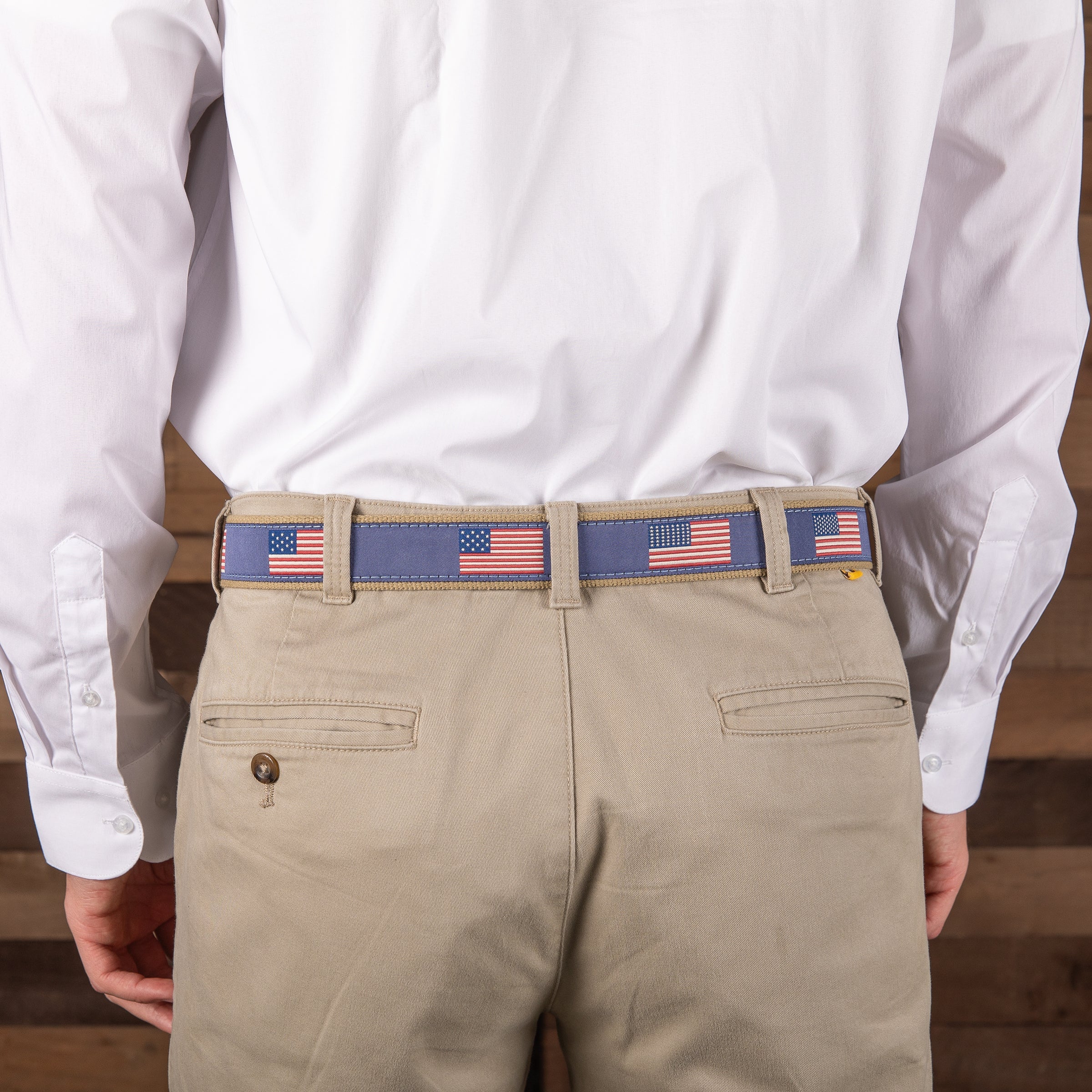 Leather Tab and Ribbon Belt - Historic American Flags