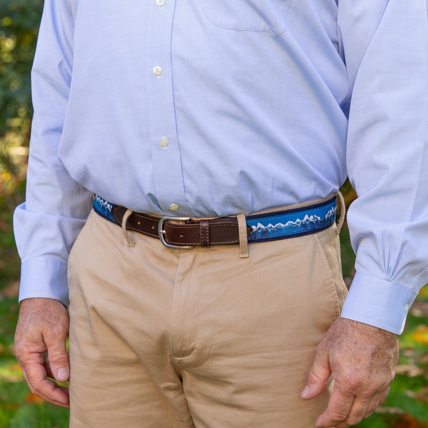 Leather Tab and Ribbon Belt - Mountain Range