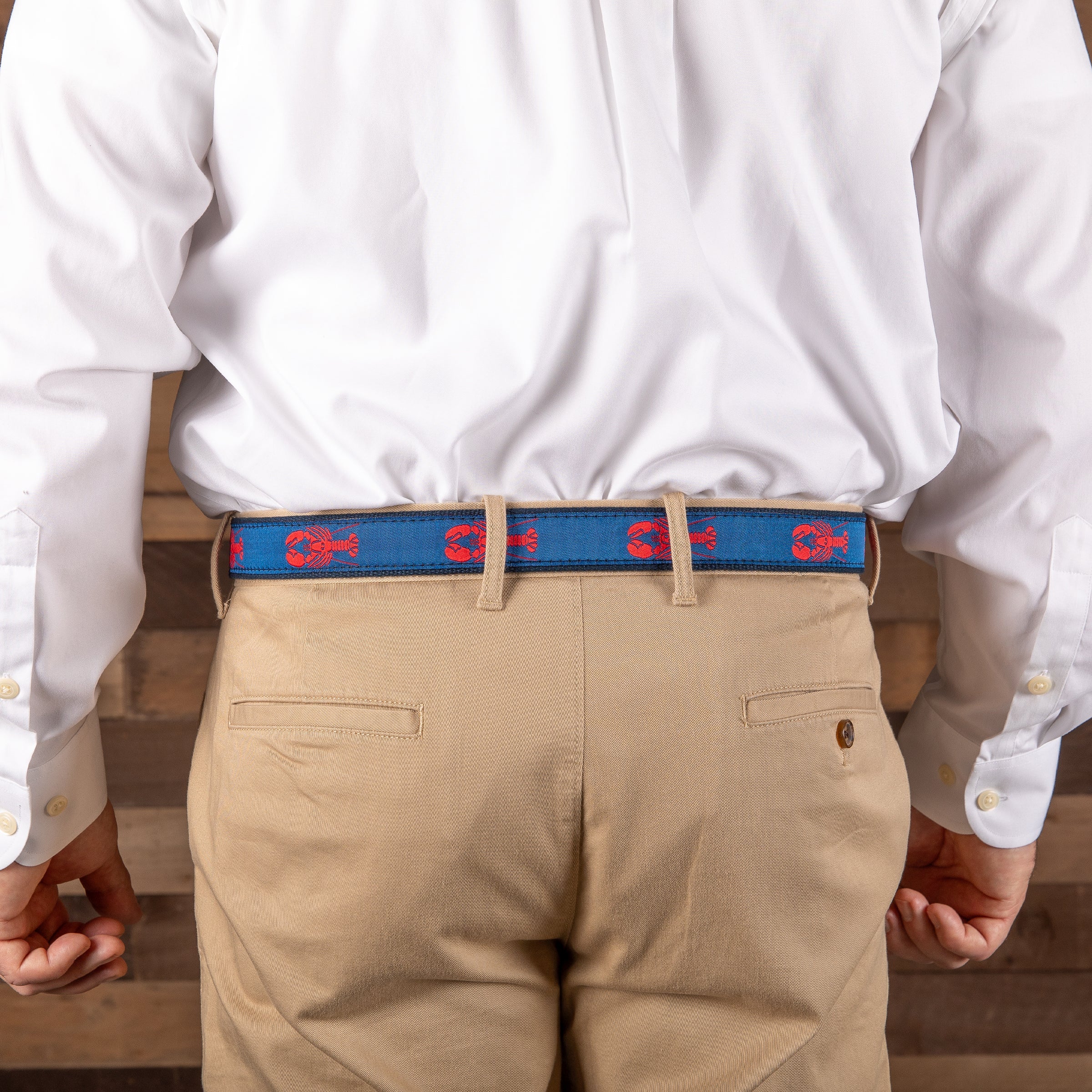 D-Ring Belt - Red Lobster on Navy Blue