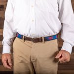 Leather Tab and Ribbon Belt - Red Lobster on Navy Blue Thumbnail
