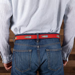 Leather Tab and Ribbon Belt - Hopkins Fish - Red Thumbnail