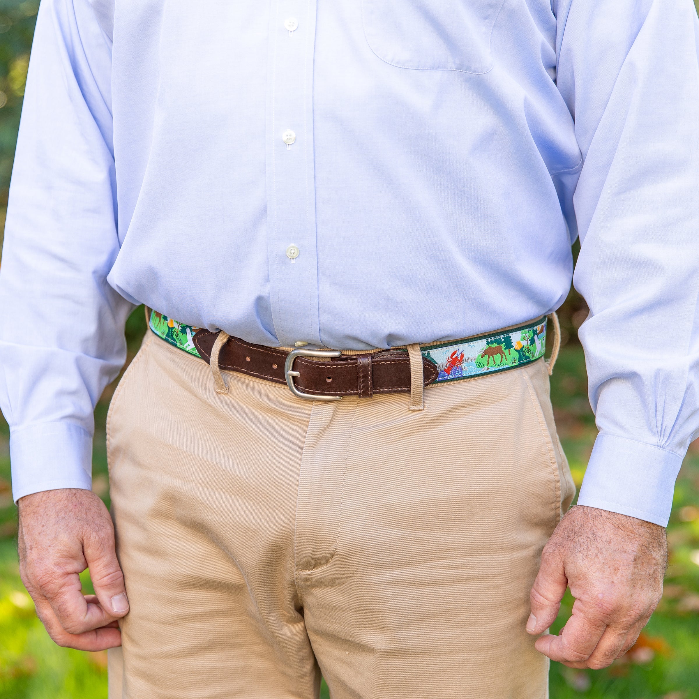 Leather Tab and Ribbon Belt - Vacationland