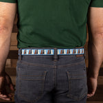 Leather Tab and Ribbon Belt - Three Labs - Dusty Blue Thumbnail