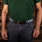 Leather Tab and Ribbon Belt - Three Labs - Dusty Blue Thumbnail