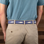 Leather Tab and Ribbon Belt - Moby Whale - Blue Thumbnail