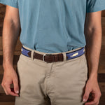 Leather Tab and Ribbon Belt - Moby Whale - Blue Thumbnail