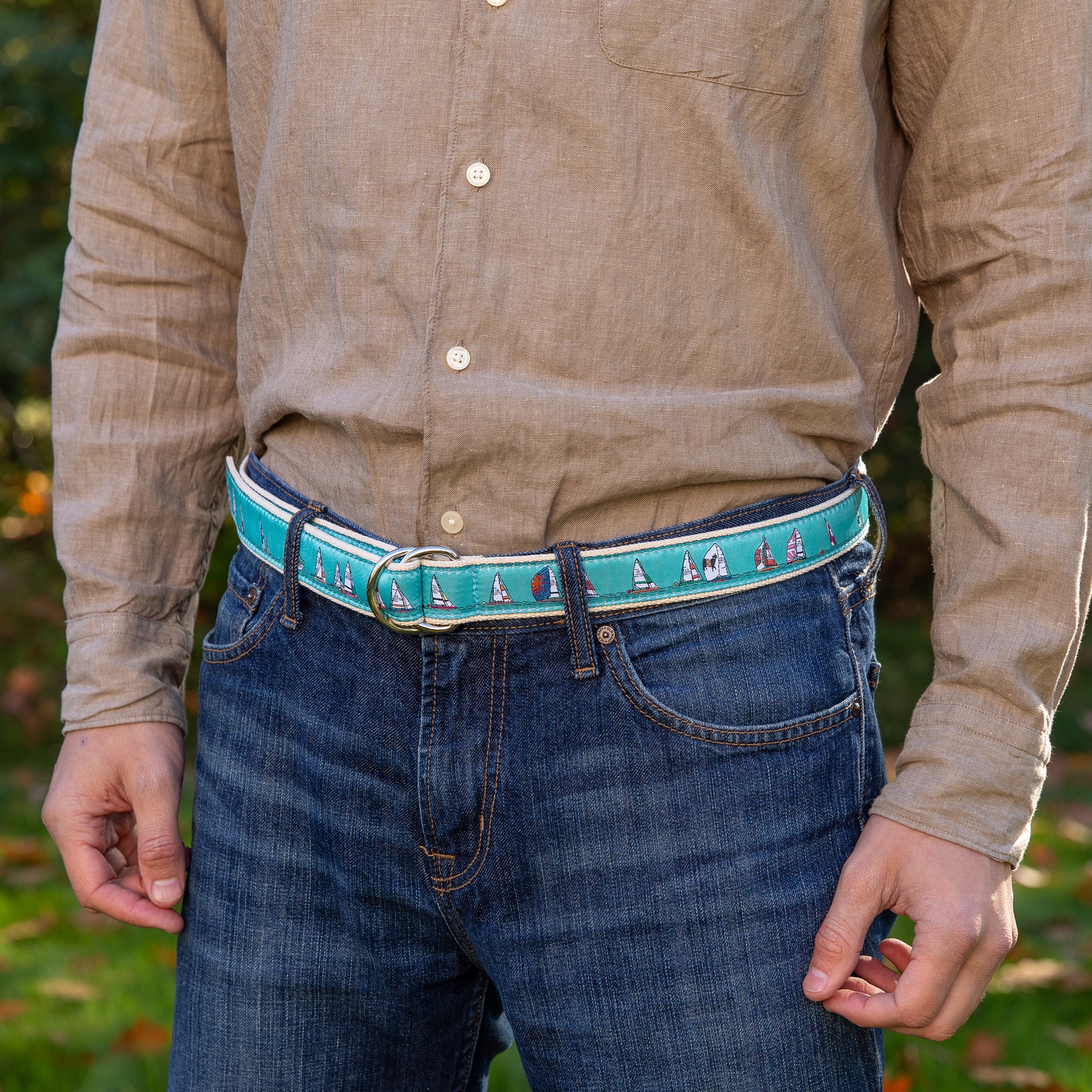 D-Ring Belt - Rounding the Mark - Light Blue