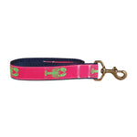 1.25” x 6ft Ribbon Dog Leash – Lobster, Lime Green on Pink Thumbnail
